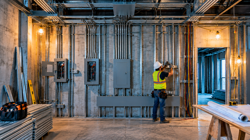 Electrical conduit installation inside an older building
